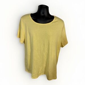 Karen Scott Top Size 2XL Short Sleeve Southern Solo Style Fly‎ Yellow